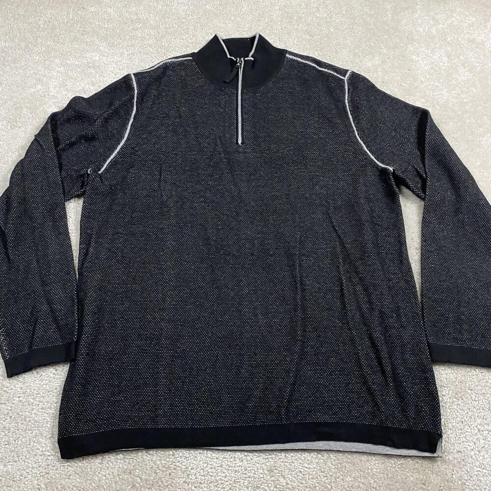 Carbon2Cobalt Sweater Mens XL Gray 1/4 Zip Mock Neck Cotton Knit Pullover